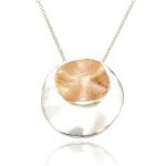 Circular Folded Sterling Silver and Rose Gold Pendant (SP145) | Silver Jewellery