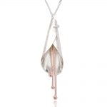 Sterling Silver and Rose Gold Lily Pendant (SP165) | Silver Necklaces | Silver Jewellery