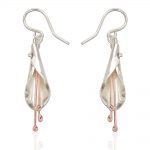Sterling Silver and Rose Gold Lily Drop Earrings (SP164)