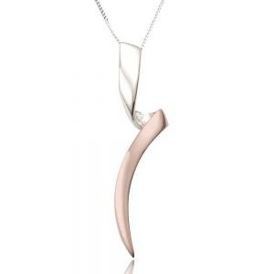 Fine Twist Drop Rose Gold and Sterling Silver Necklace (SP154) | Silver Jewellery