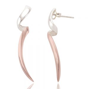 Fine Twist Drop Rose Gold and Sterling Silver Earrings (SP153) | Silver Jewellery