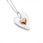 Sterling Silver Hammered Heart Pendant with Rose Gold Inner (SM11)