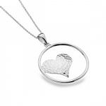 Sterling Silver Open Circle with Hammered Heart Pendant | Silver Jewellery