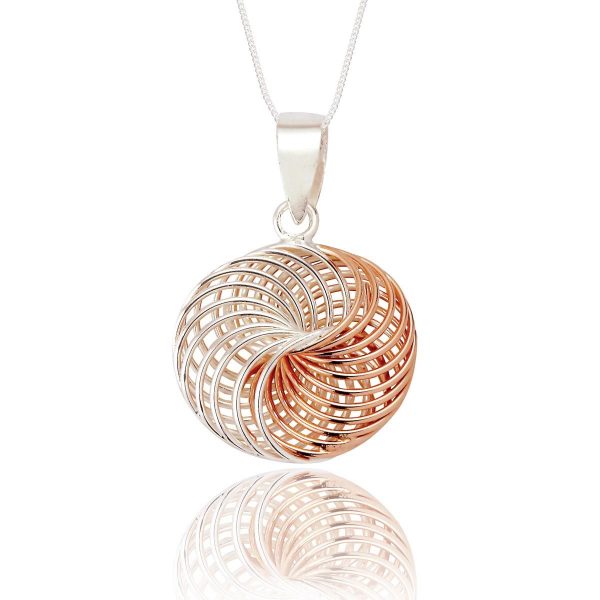 Spirograph Design Sterling Silver and Rose Gold Pendant (SP263) | Silver Jewellery