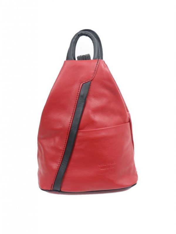 Italian Leather Red/Black Backpack - Large (BAG54) | Italian Leather Bags