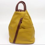 Italian Leather Mustard/Brown Backpack - Large (BAG53) | Italian Leather Bags
