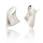 Organic Curved Sterling Silver Stud Earrings (SP282)
