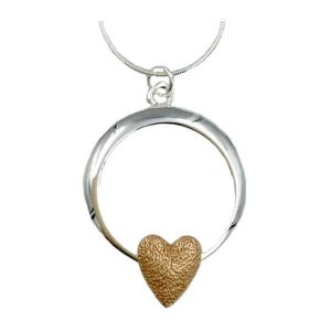 Open Circle Pendant with Heart (G480) | Silver Jewellery