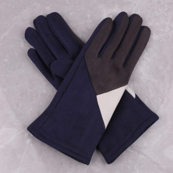 Geometric Design Navy Gloves