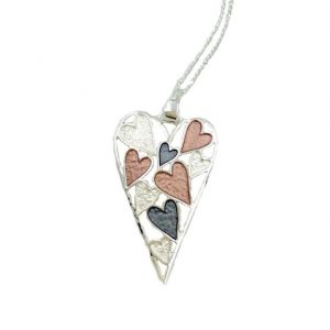 Elegant 3 Tone Heart Pendant (G631) | Silver Jewellery