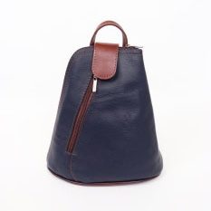 Italian Leather Navy/Tan Backpack - Small (BAG85) | Italian Leather Backpack | Italian Leather Bags