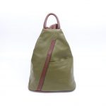 Italian Leather Olive/Tan Backpack - Large (BAG86) | Italian Leather Backpack | Italian Leather Bags