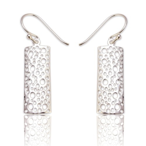 Oblong honeycomb earrings | Silver Jewellery