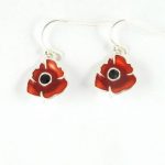 Enamelled poppy earrings | Silver Jewellery