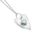 Silver opal heart necklace