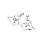 Silver rose gold heart earrings