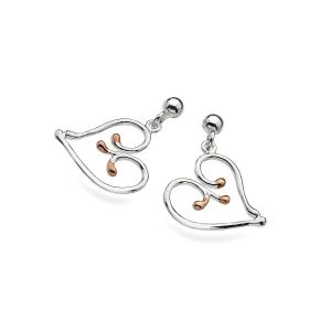 Silver rose gold heart earrings | Silver Jewellery