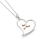 Silver rose gold heart necklace