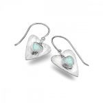 Silver opal heart earrings