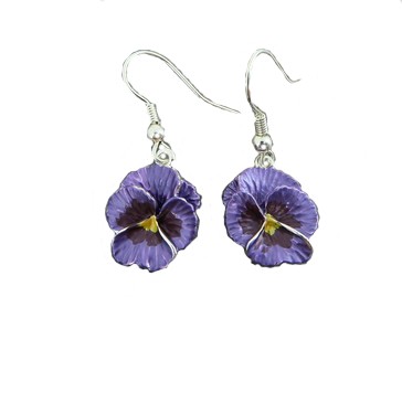purple pansy earrings | Silver Jewellery