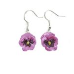 Pink pansy earrings | Silver Jewellery