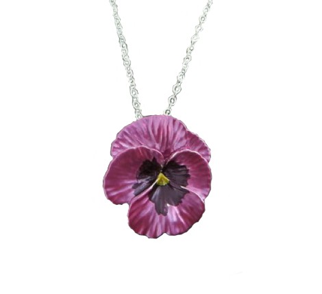 Pink pansy necklace | Silver Jewellery