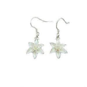 White lily earrings | Silver Jewellery