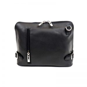 Italian Leather Crossbody Bag |Black zip front bag | Italian Leather Bags