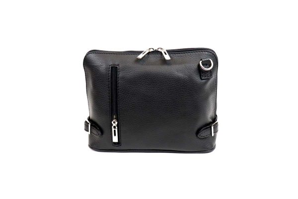 Italian Leather Crossbody Bag |Black zip front bag | Italian Leather Bags