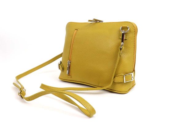 Front zip crossbody bag mustard | Italian Leather Bags