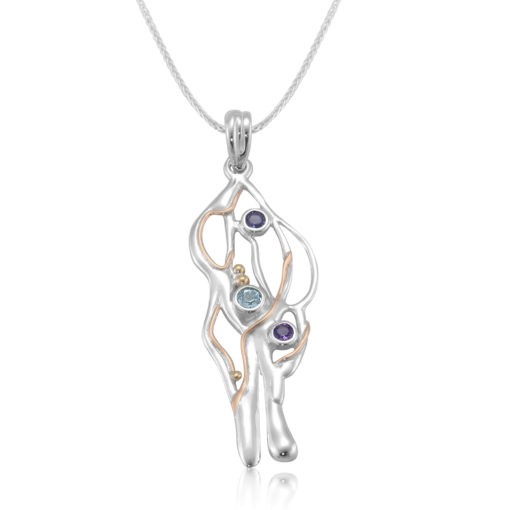 Silver organic natural gemstone pendant | Silver Jewellery