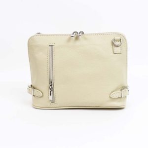 Cream leather zip bag