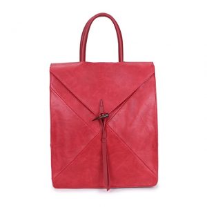 Red faux leather backpack