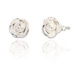 Silver rose stud earrings