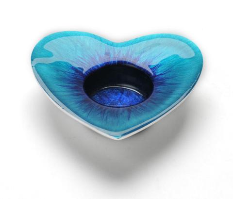 Aqua heart tealight holder