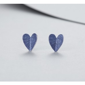 Blue heart stud earrings