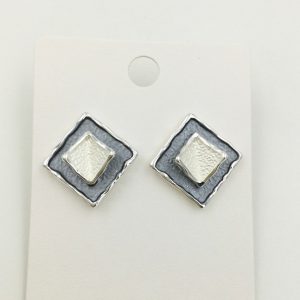 2 tone square earrings