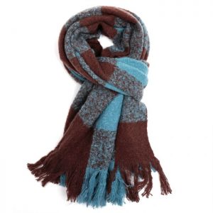 Teal & chocolate scarf