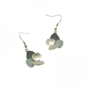 Grey green cluster earrings