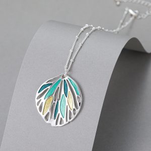 Leaf teal necklace