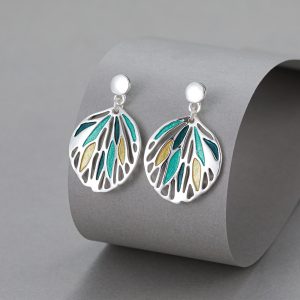 Leaf teal earrings