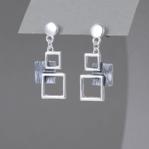 Grey/silver layered earrings