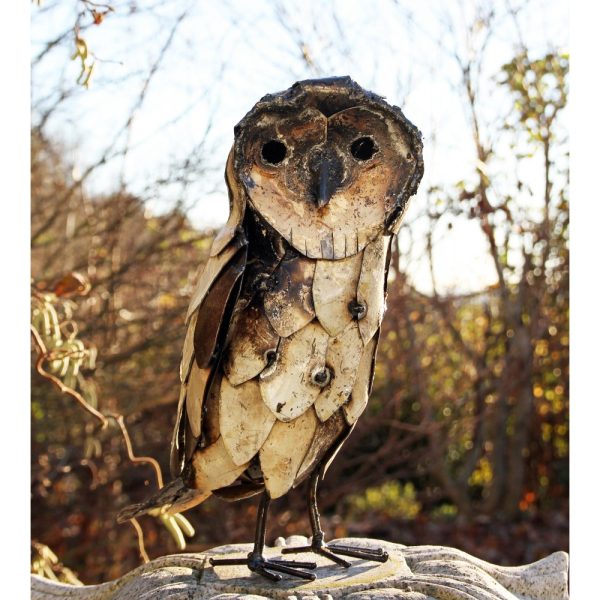 Recycled metal barn owl