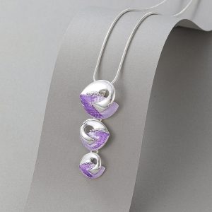 3 drop purple/silver necklace