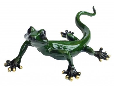 Medium Dark green ceramic gecko