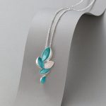 Necklace leaves teal G1121