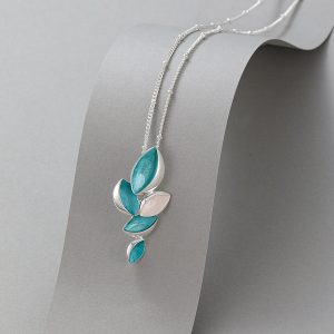 Necklace leaves teal