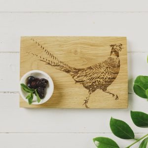 Oak serving board pheasant