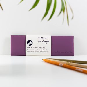 Recycled leather pen/pencil pouch PURPLE