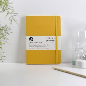 Recycled leather notebook yellow